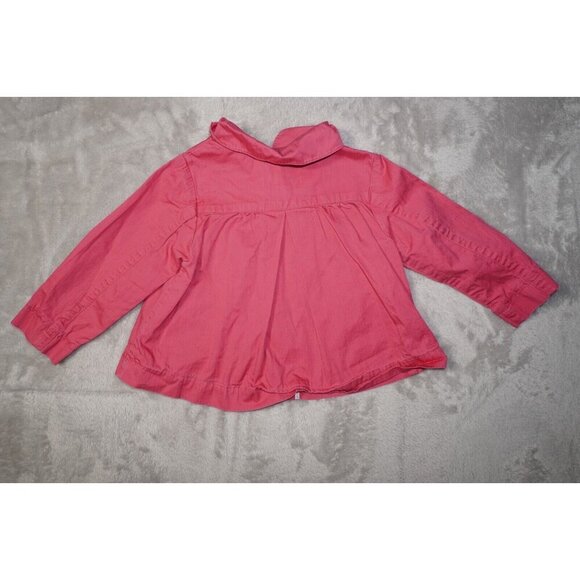 Jacadi Paris Baby Girl Jacket 18M 81cm Pink Lightweight Coat Peter Pan Collar - Picture 7 of 9